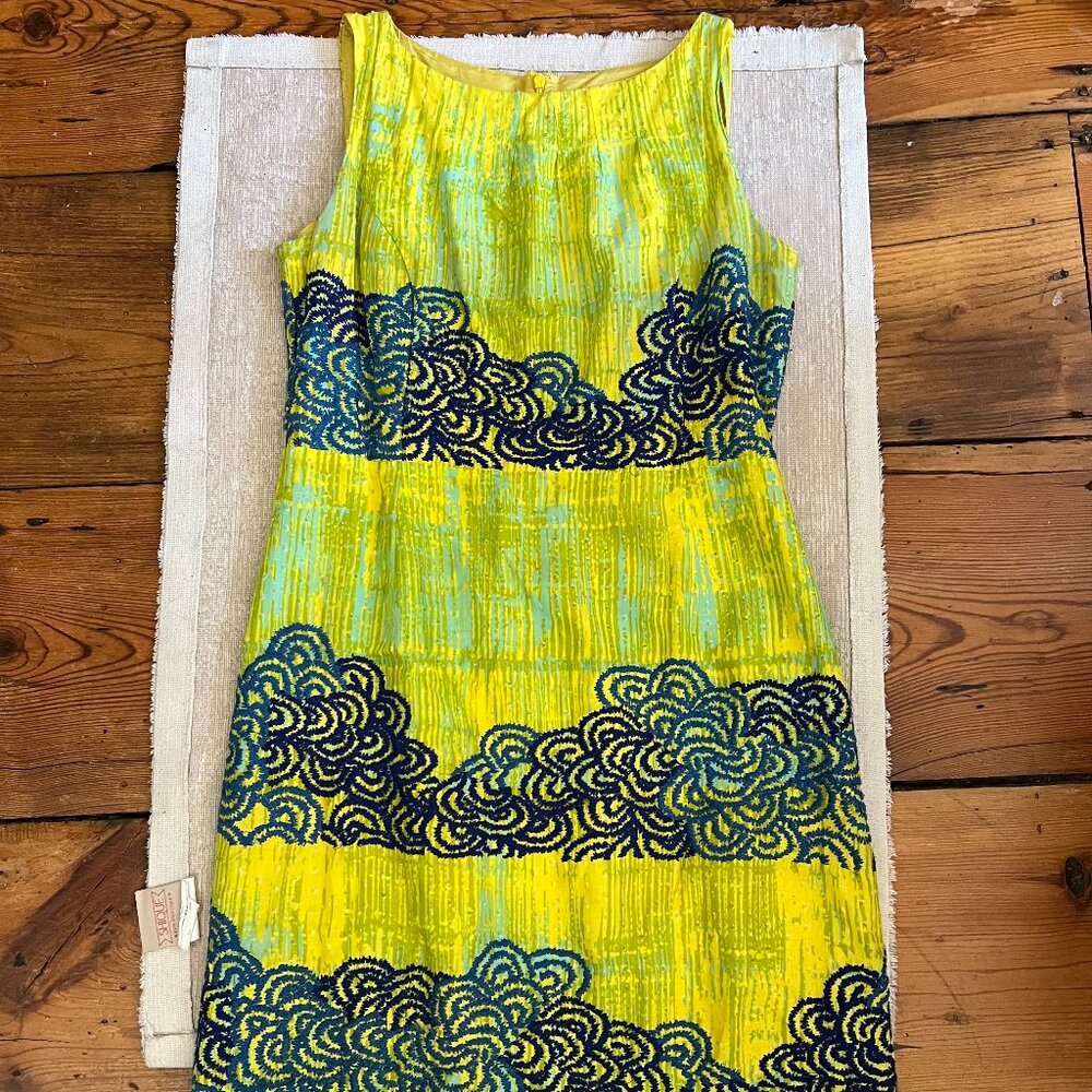 Tabitha by Anthropologie Yellow & Blue & Green Embroidered Dress Size 12